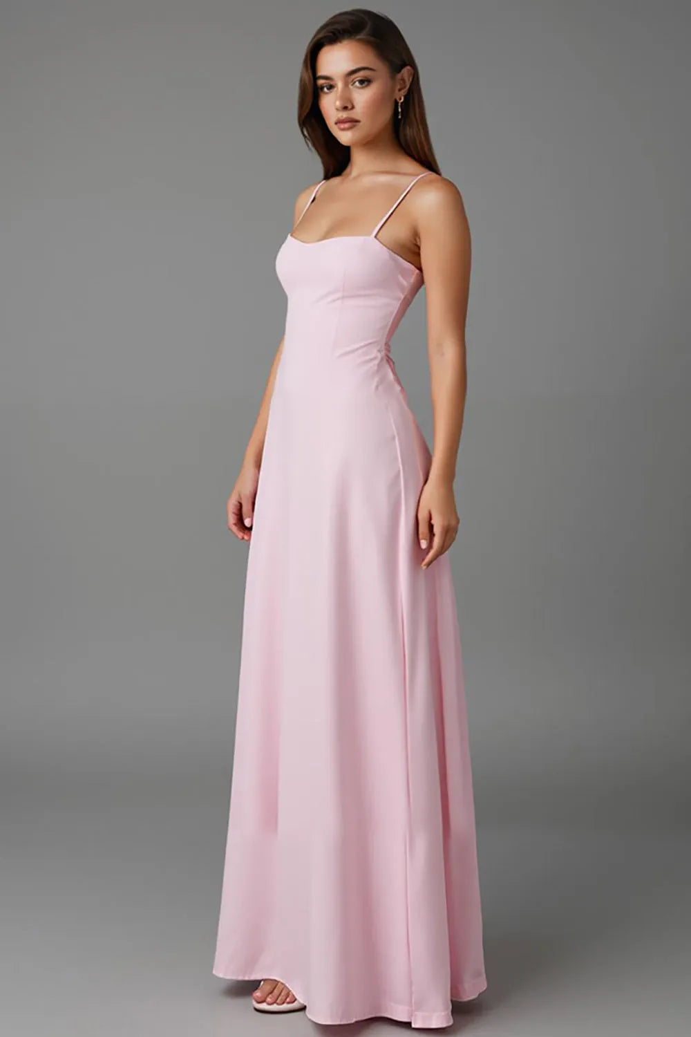 Romantic A-Line Sweetheart Spaghetti-Strap Lace-Up-Back Floor-Length Evening Dresses