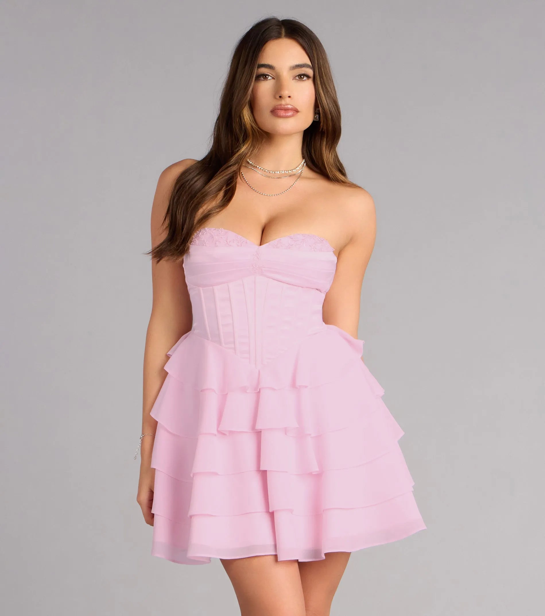 Romantic A-Line Sweetheart Strapless Lace-Up Mini Homecoming Dresses