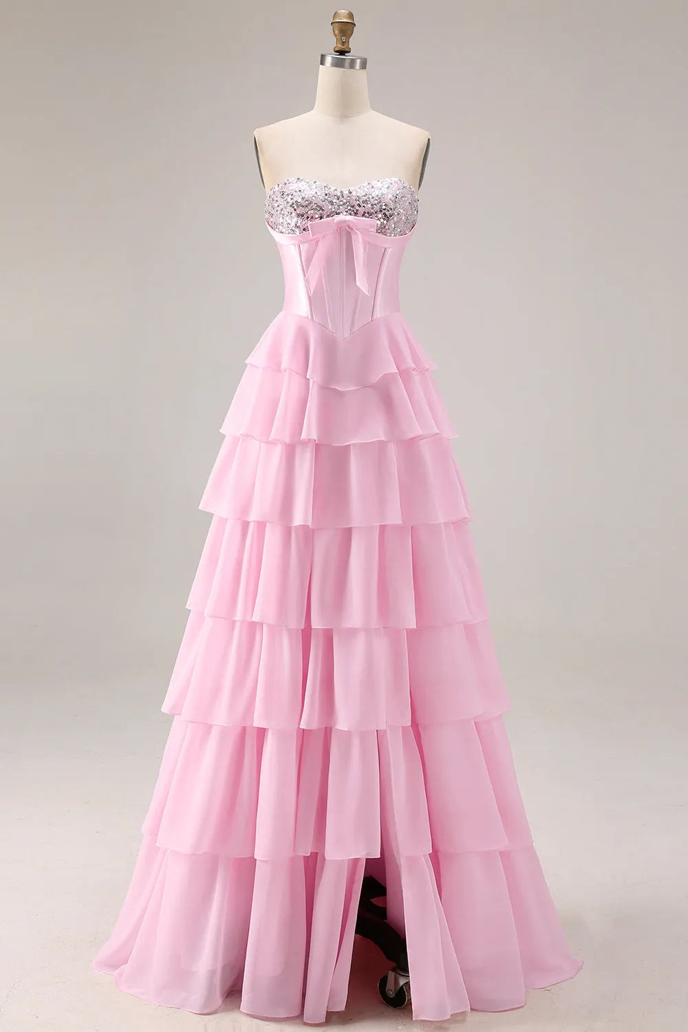 Romantic Ball Gown Sweetheart Neck Sleeveless Bow Back Floor-Length Prom Dresses