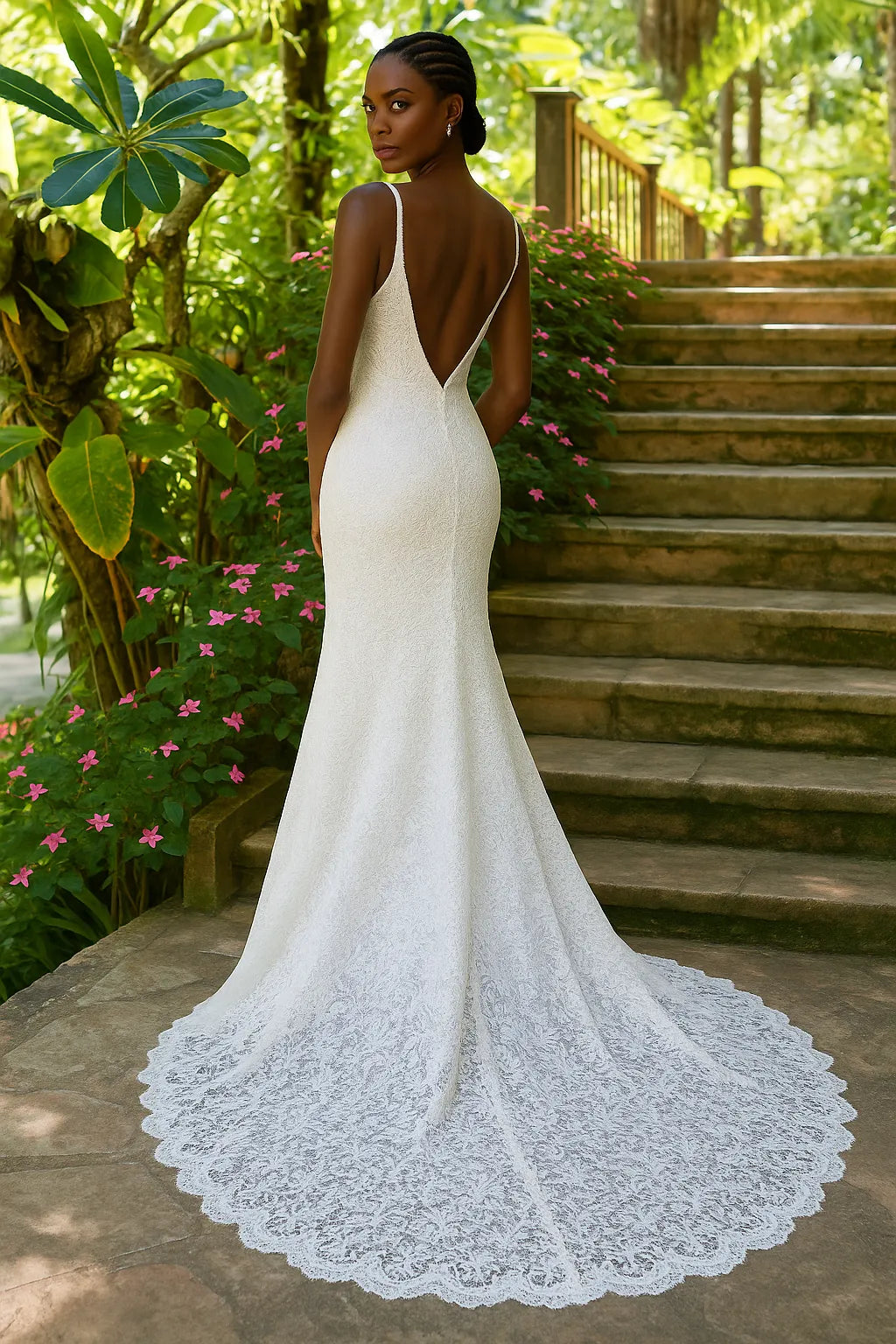 Romantic Mermaid Sweetheart Spaghetti-Strap Open-Back Floor-Length Wedding Dresses