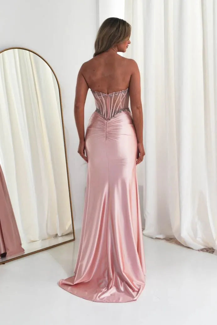 Romantic Mermaid Sweetheart Strapless Embellished-Bodice Floor-Length Formal Prom Dresses
