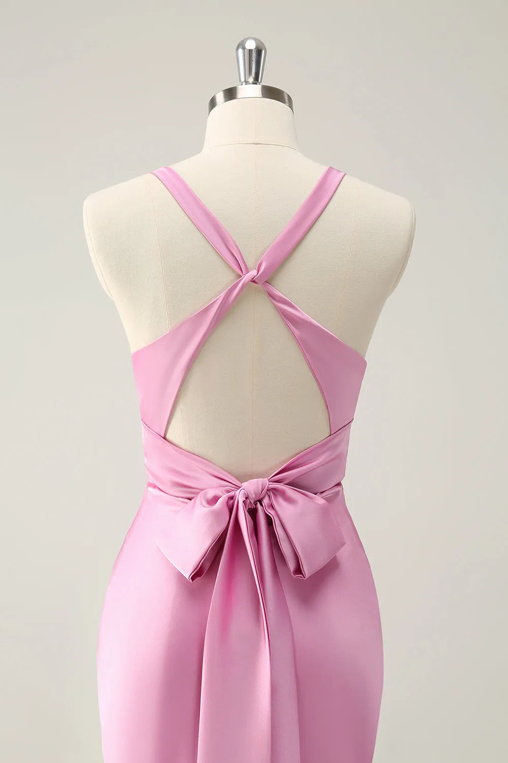 Romantic Mermaid V-Neck Cross Strap Bow Back Floor-Length Bridesmaid Dresses