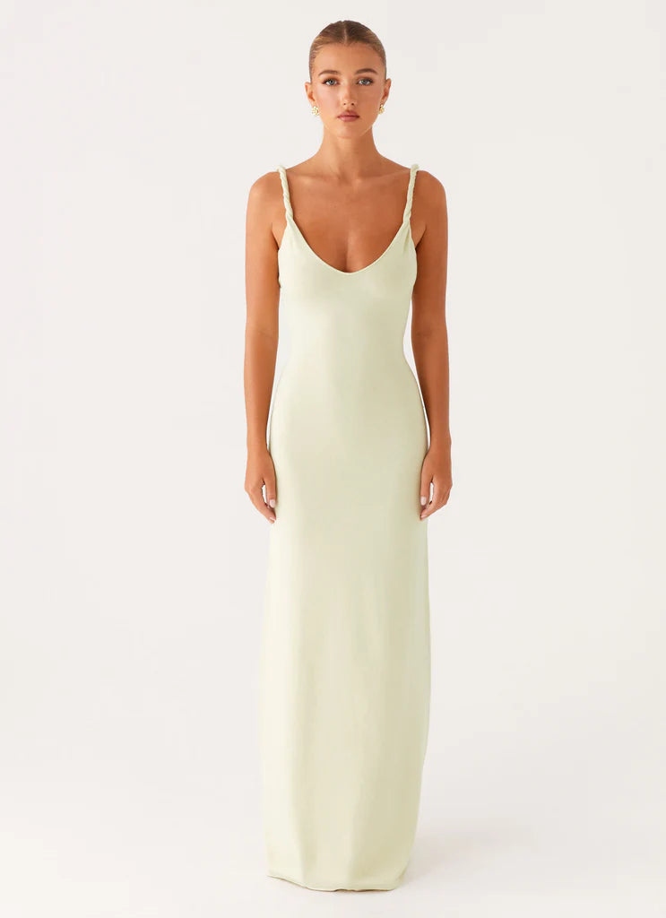 Sage Green Ribbed Twisted Strap Backless Maxi Dress For Elegant Casual Party Events