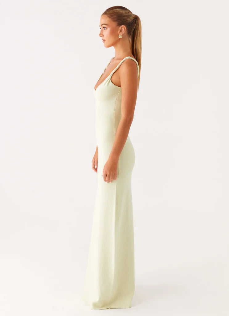 Sage Green Ribbed Twisted Strap Backless Maxi Dress For Elegant Casual Party Events