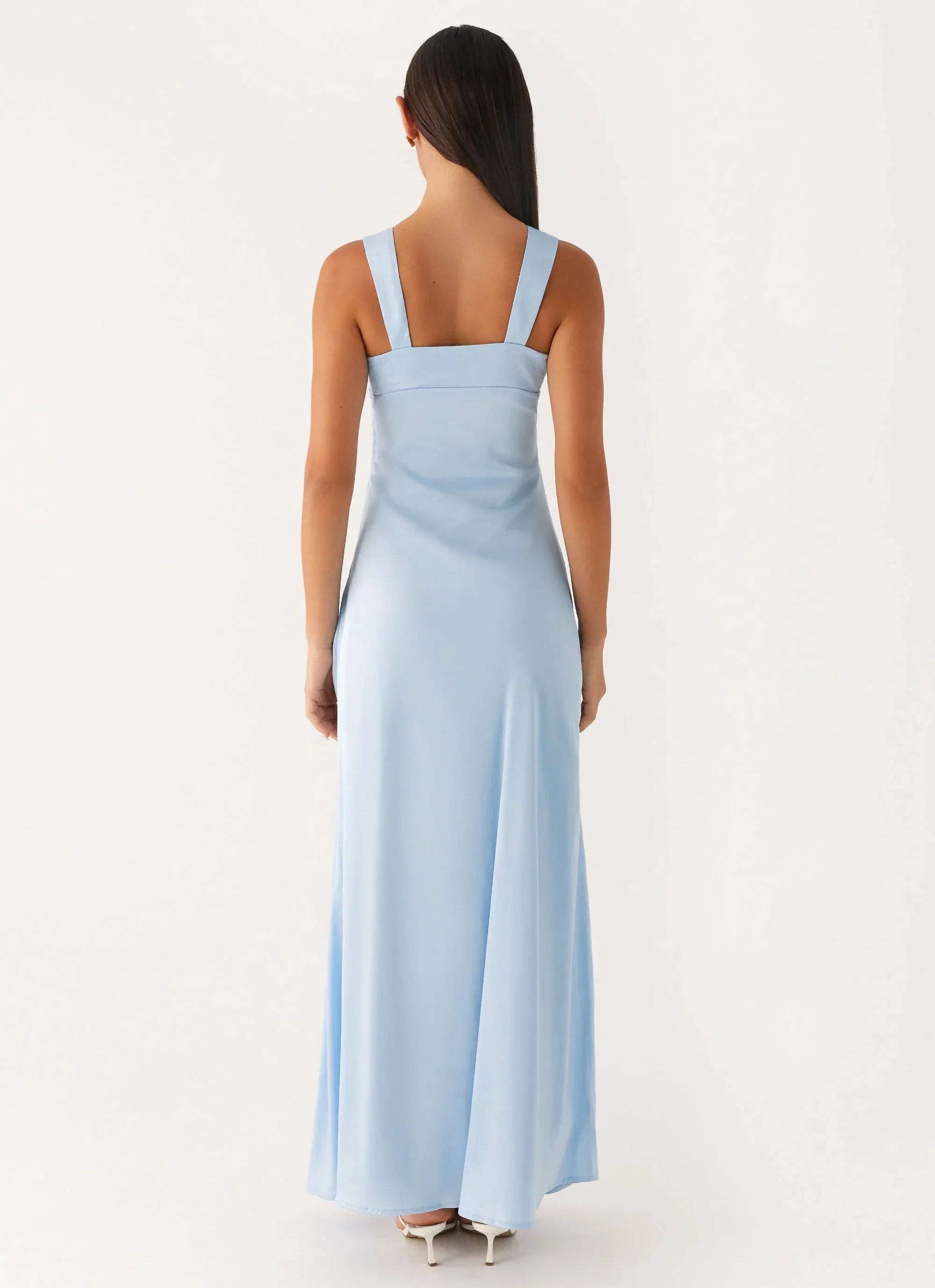 Serene A-Line Square-Neck Wide-Strap Zip-Back Floor-Length Prom Dresses