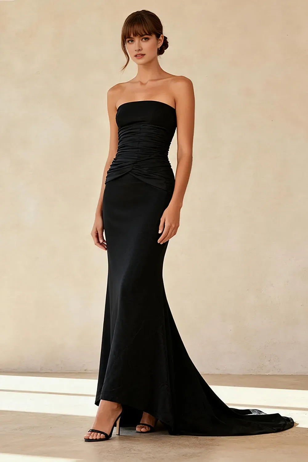 Simple Black Mermaid Halter-Neck Sleeveless Open-Back Floor-Length Prom Dresses for women for sale