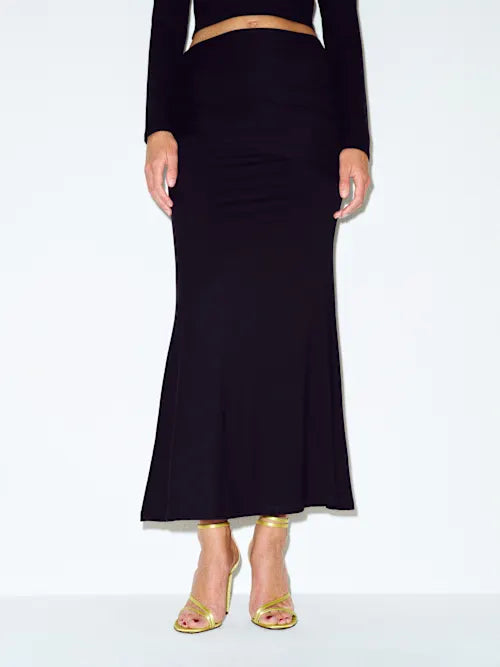 Sjzca Black Two-Piece Long Sleeve Crop Top & Mermaid Maxi Prom Dress