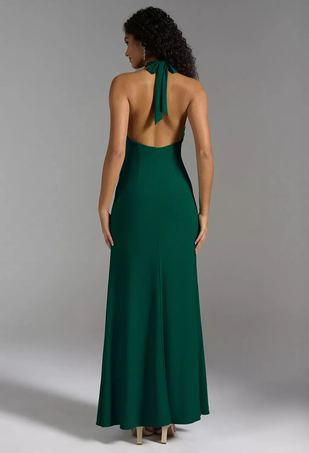 Sleek Sheath Halter Neck Sleeveless Open Back Floor-Length Evening Dresses