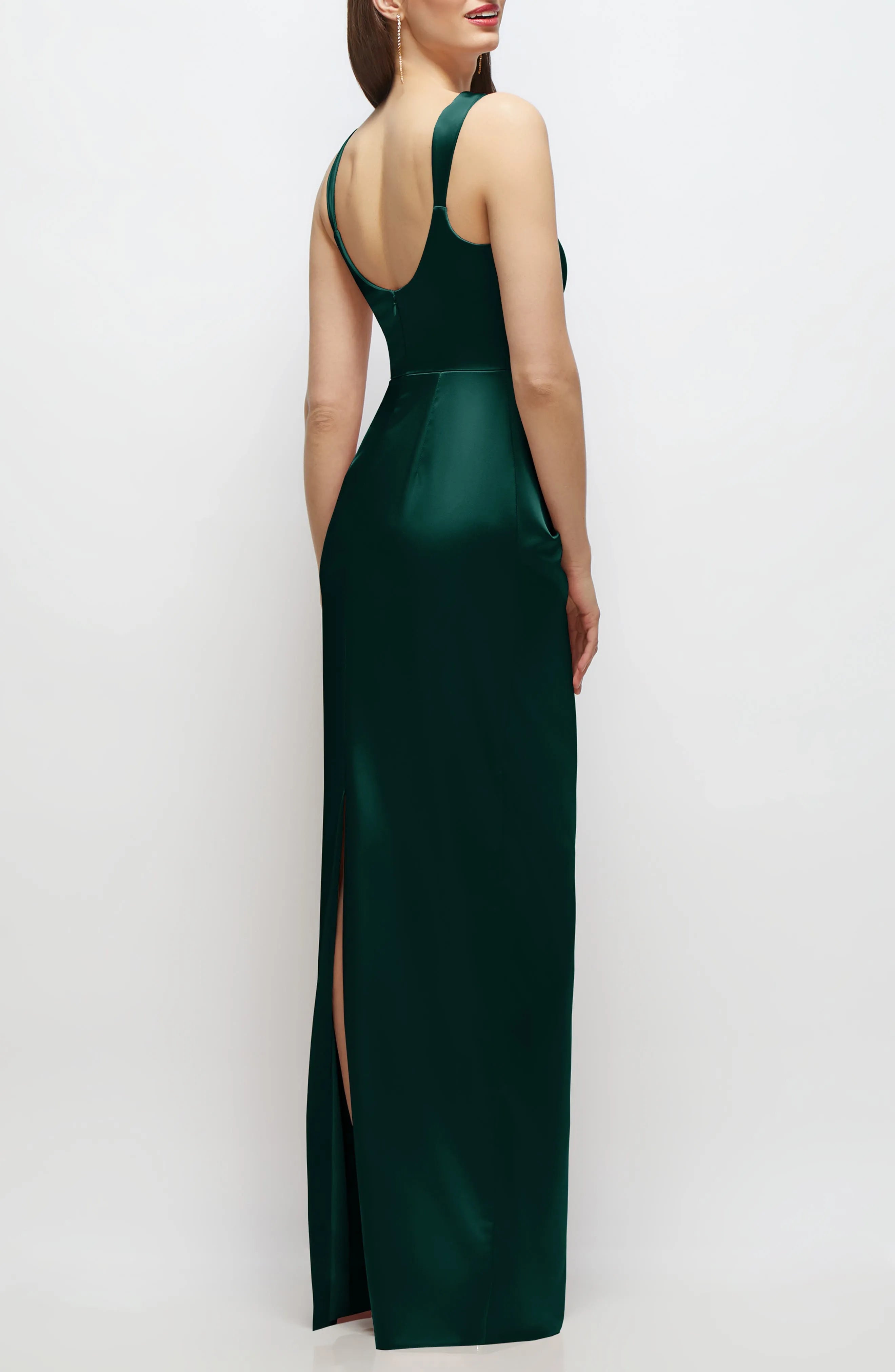 Sleek Evergreen Sheath Square Neck Spaghetti Strap Floor-Length Evening Dresses