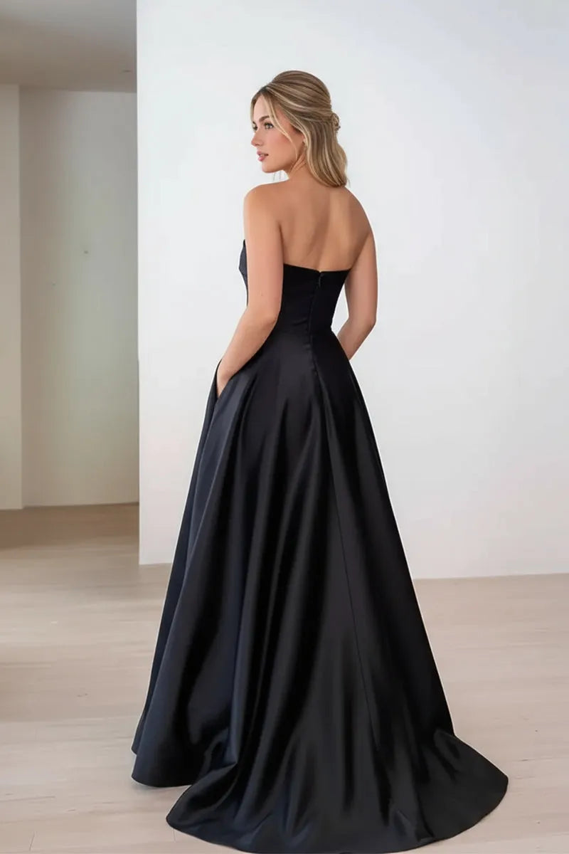 Sophisticated Ballgown Strapless Open-Back Floor-Length Pocketed Prom Dress