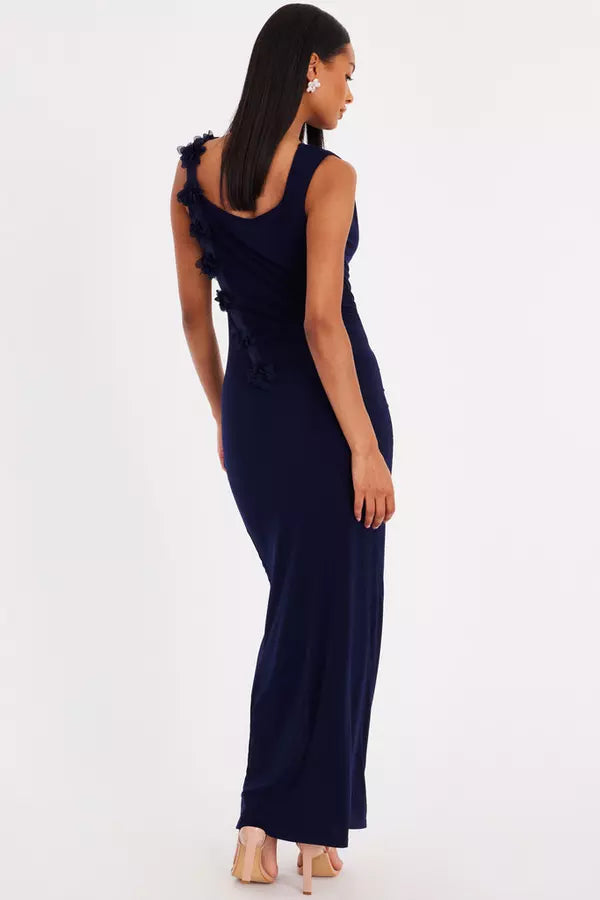 Sophisticated Sheath V Neck Sleeveless Floral Back Floor Length Formal Prom Dresses