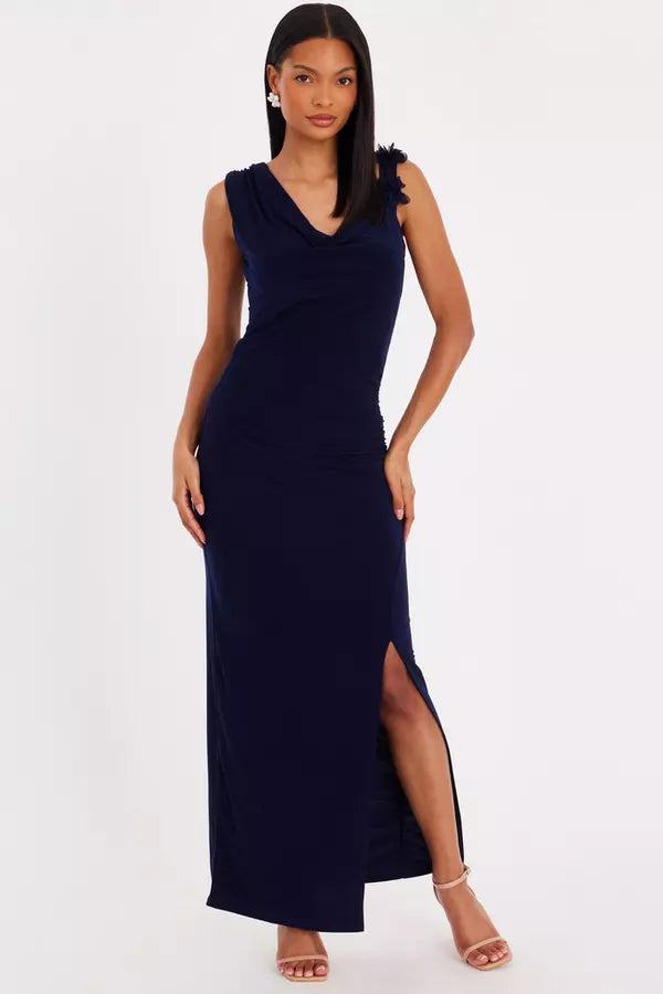 Sophisticated Sheath V Neck Sleeveless Floral Back Floor Length Formal Prom Dresses