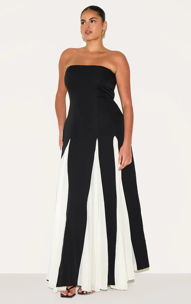 Sophisticated Black Mermaid Strapless Solid Back Floor-Length Banquet Plus Size Dresses