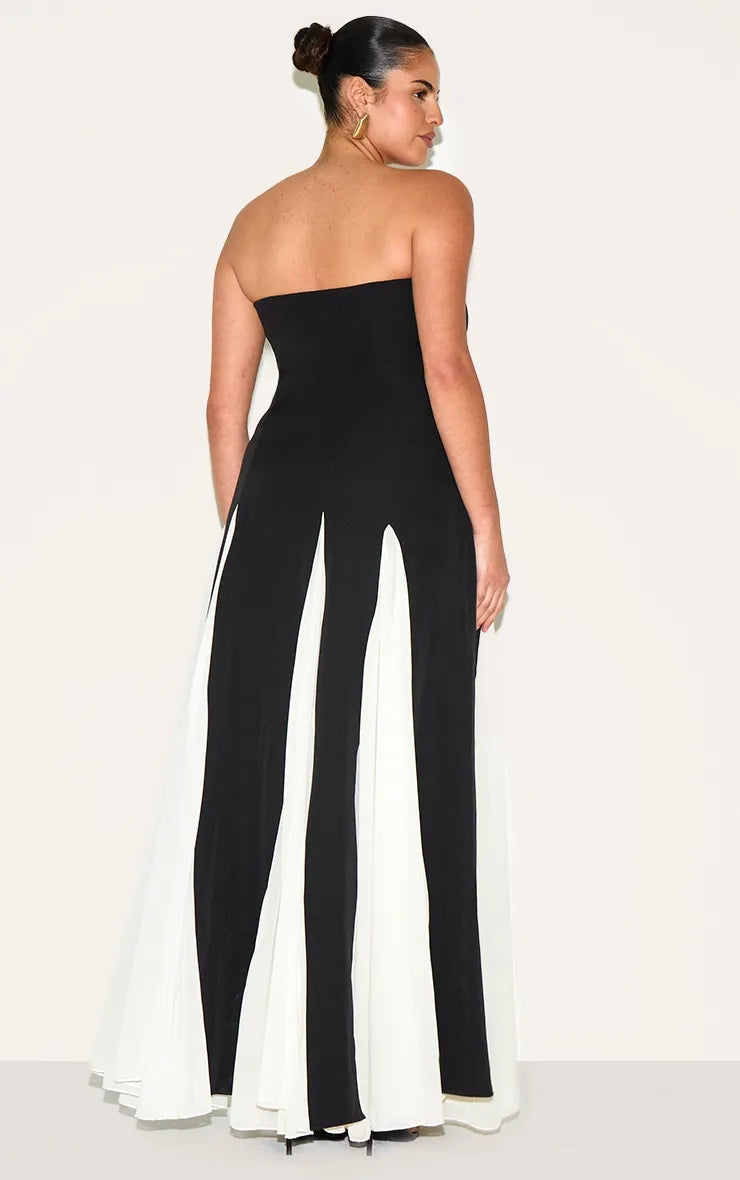 Sophisticated Black Mermaid Strapless Solid Back Floor-Length Banquet Plus Size Dresses