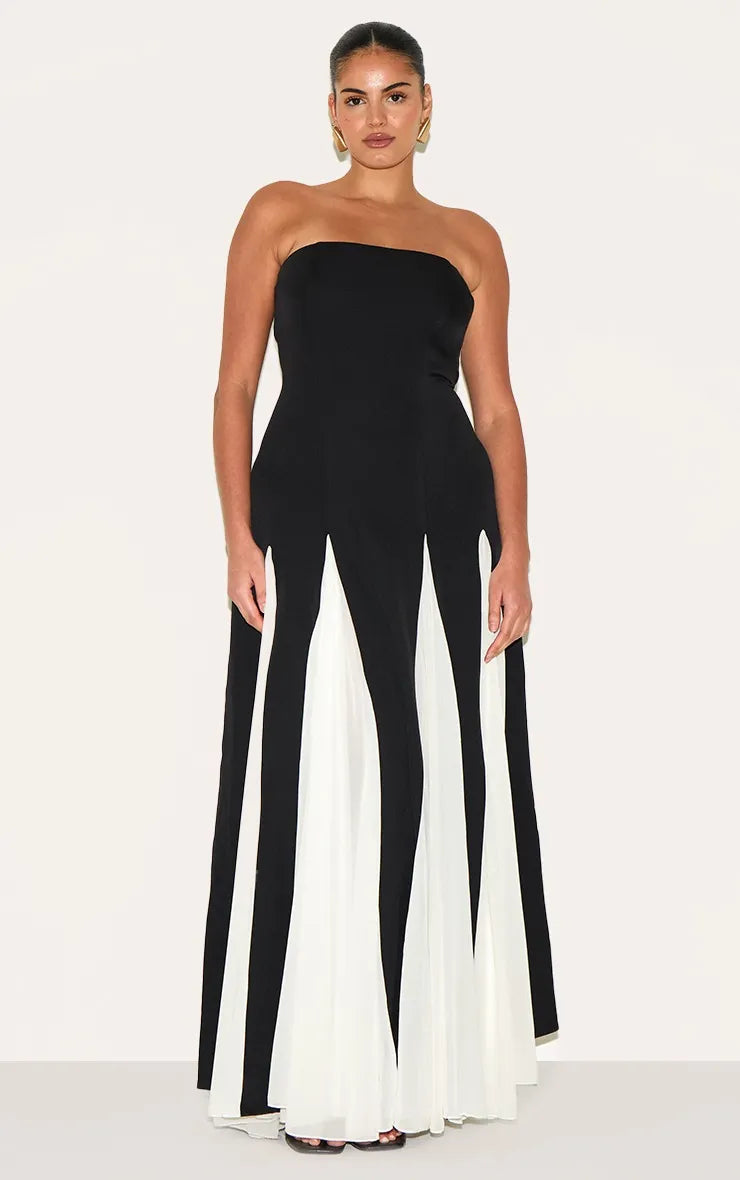 Sophisticated Black Mermaid Strapless Solid Back Floor-Length Banquet Plus Size Dresses