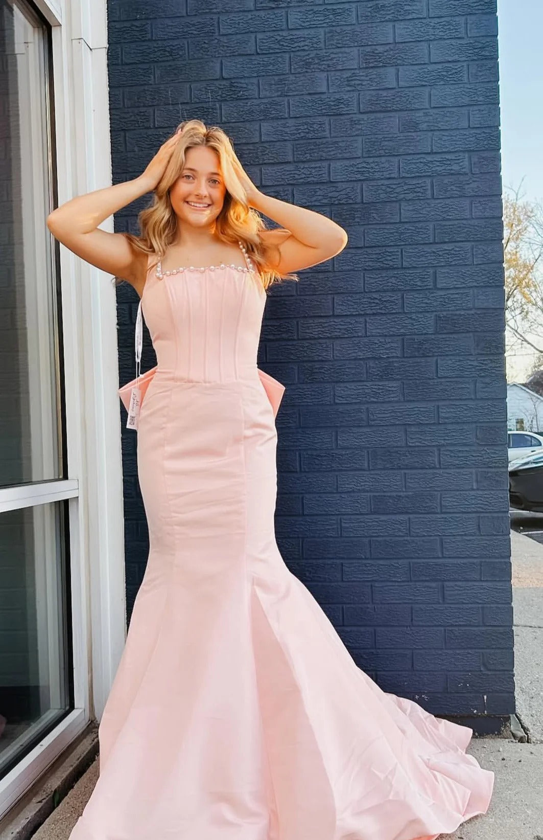 Strapless Twist Front Chiffon Evening Dress with Keyhole Cutout and Pleated Maxi Skirt