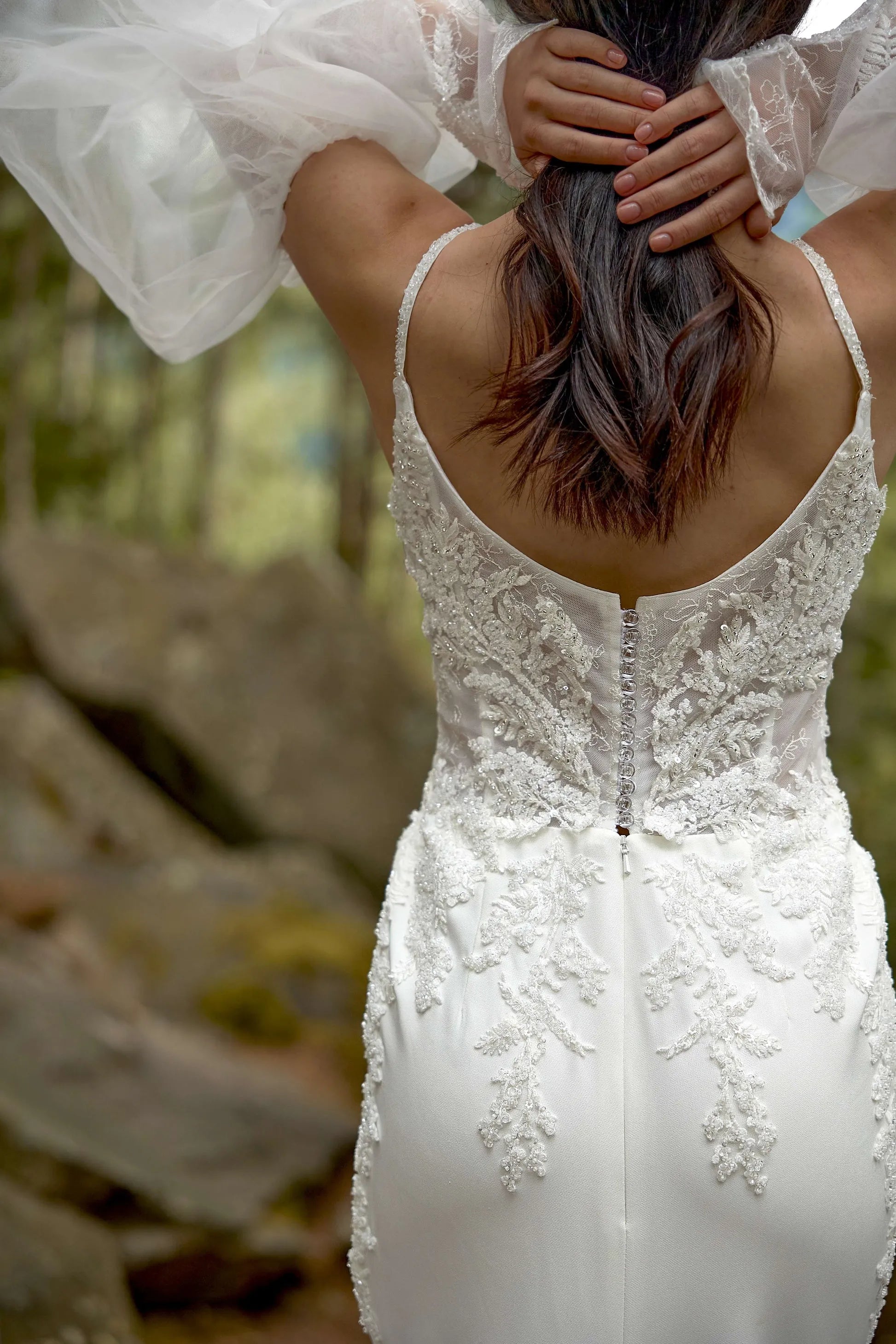 Timeless Ball Gown High Neck Long-Sleeved Lace-Up Back Floor-Length Wedding Dresses