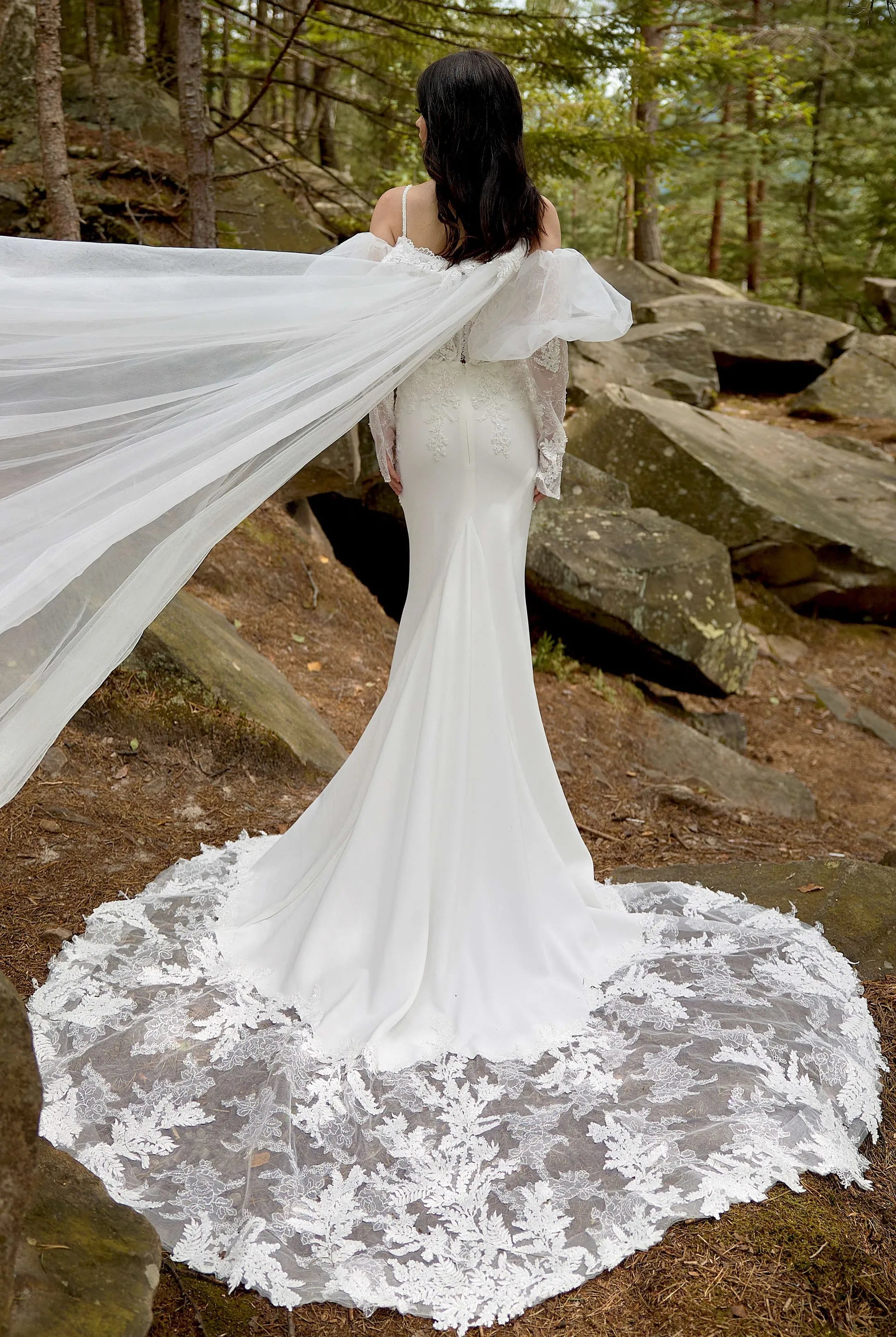 Timeless Ball Gown High Neck Long-Sleeved Lace-Up Back Floor-Length Wedding Dresses