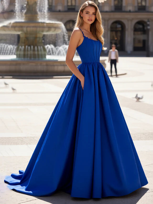 Vibrant Ball-Gown Sweetheart Spaghetti-Strap Lace-Up-Back Floor-Length Prom Dresses