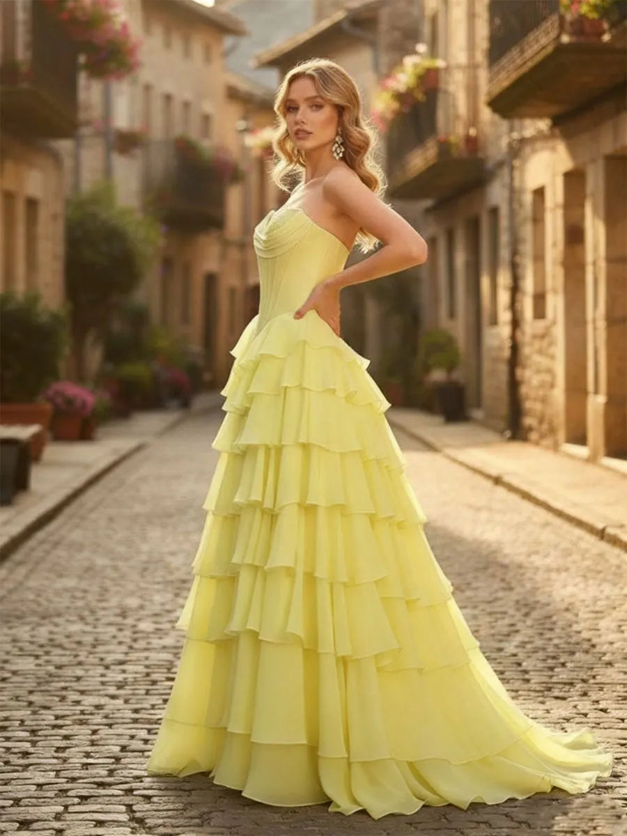 Vibrant Ballgown Sweetheart Strapless Open Back Floor-Length Prom Dresses