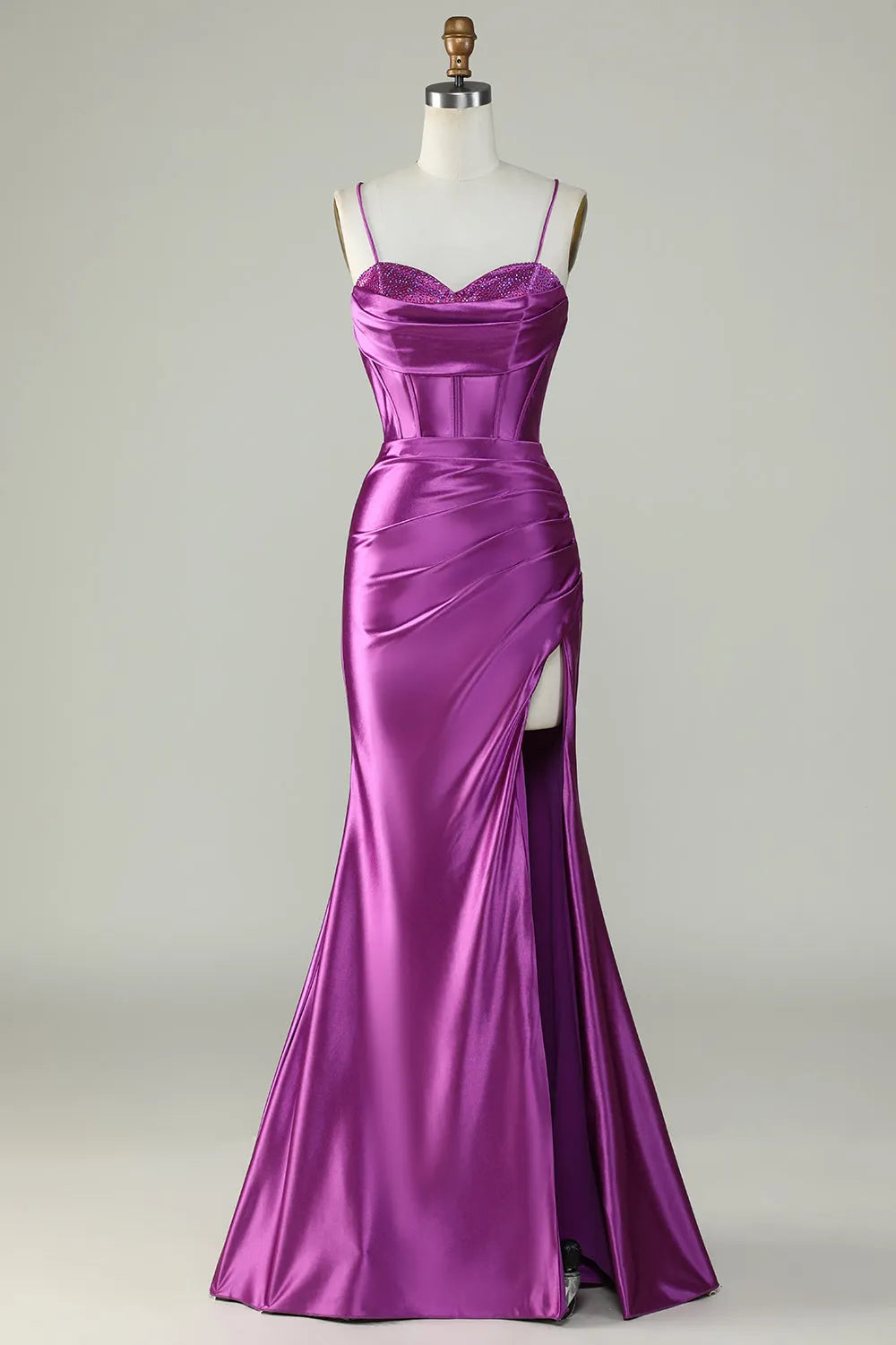 Vibrant Mermaid Sweetheart Spaghetti-Strap Crisscross-Back Floor-Length Prom Dress