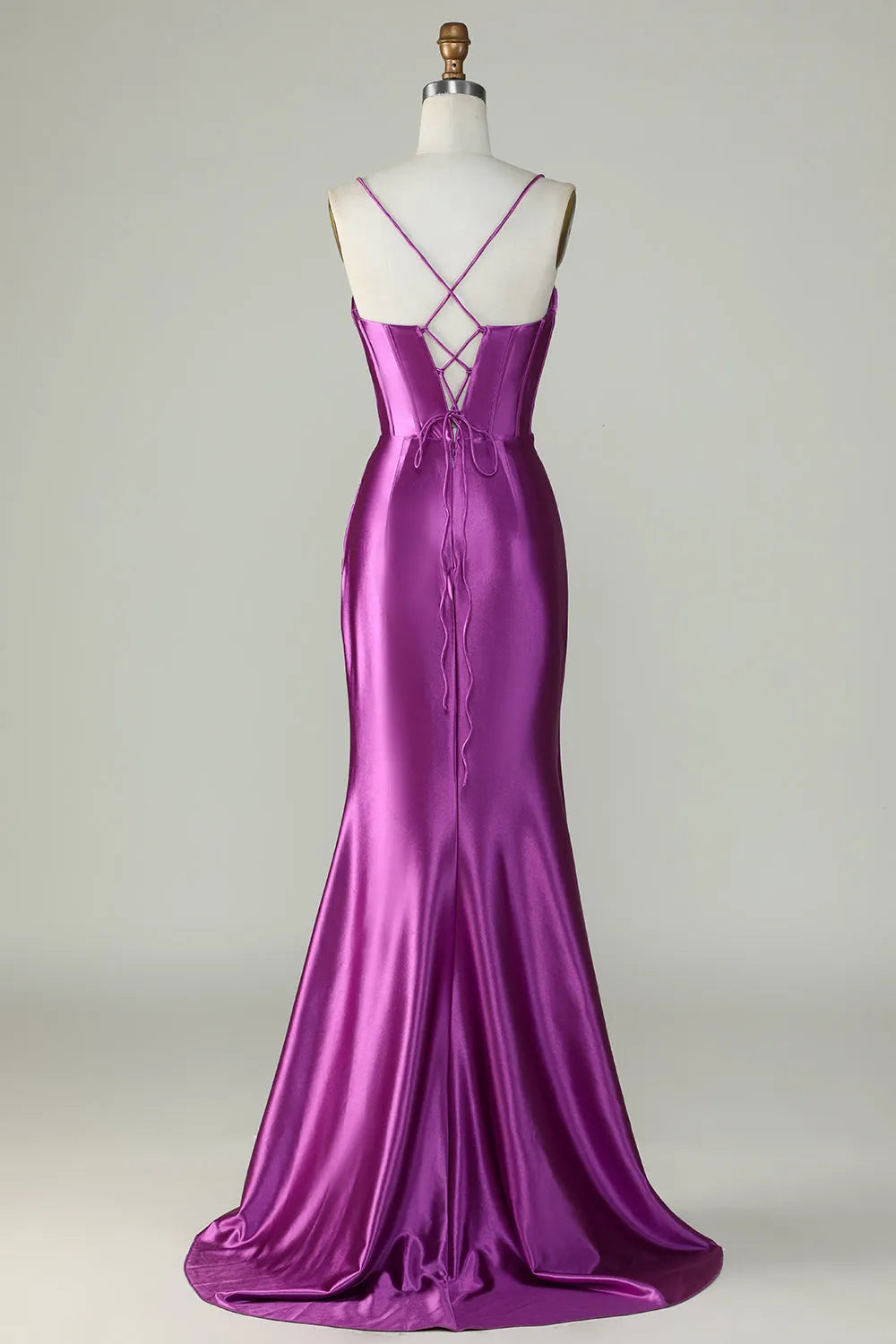 Vibrant Mermaid Sweetheart Spaghetti-Strap Crisscross-Back Floor-Length Prom Dress