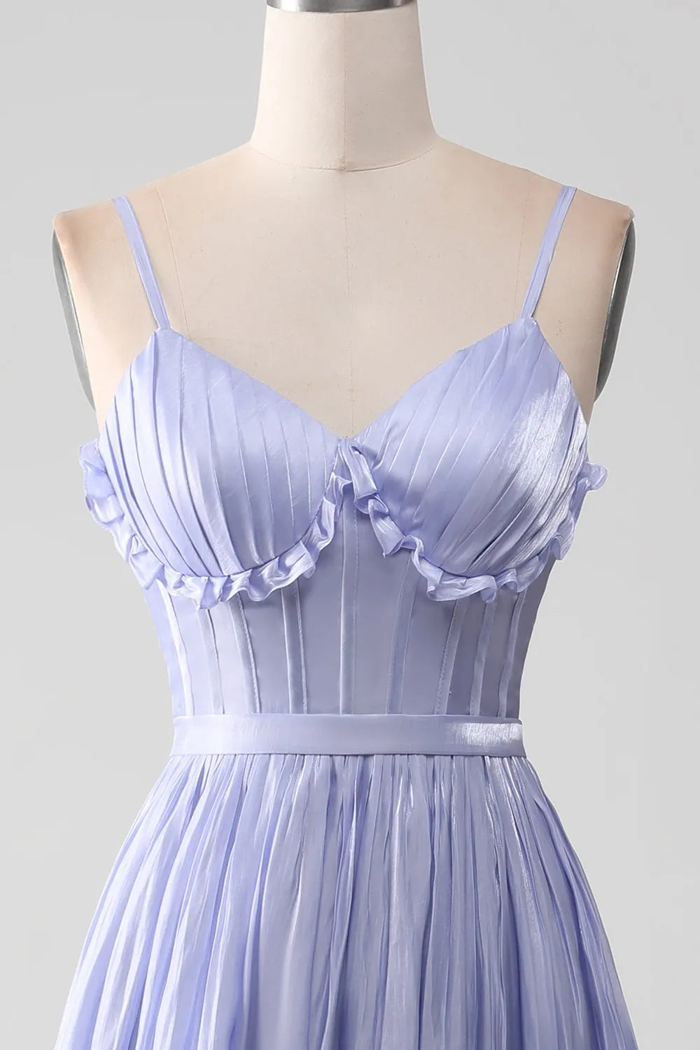 Whimsical A-Line V-Neck Spaghetti-Strap Lace-Up-Back Floor-Length Prom Dress