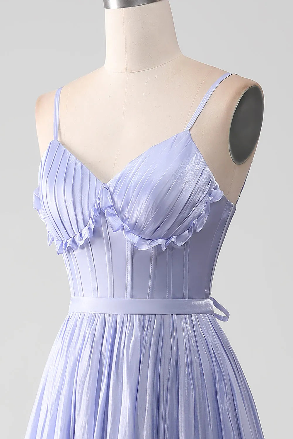 Whimsical A-Line V-Neck Spaghetti-Strap Lace-Up-Back Floor-Length Prom Dress