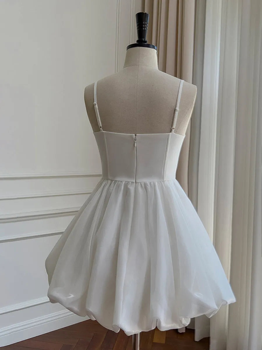 Whimsical Ballgown Square Neck Spaghetti Strap Zip Back Short Homecoming Dresses